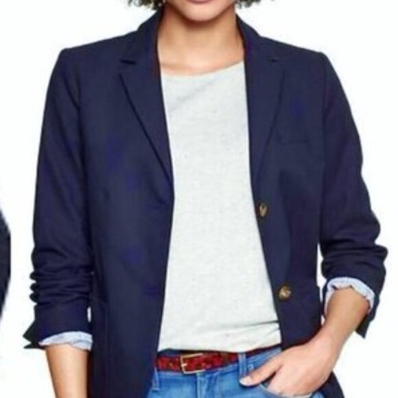 Gap Womens Tapestry Navy Academy Blazer Size 2 - Picture 1 of 4